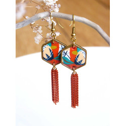 Boucles d'oreilles pendantes - 628 - Collection Hexa
