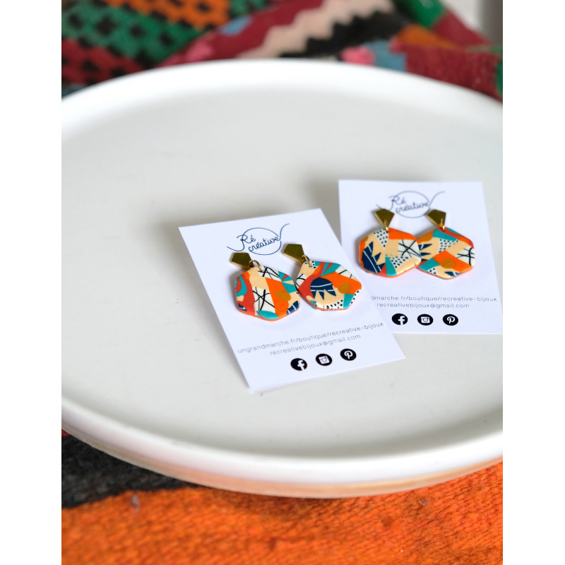 Boucles d'oreilles pendantes - 631 - Collection Hexa