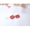 Boucles d'oreilles créoles carrés - 814 - Motif Mimosa