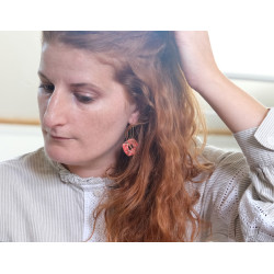 Boucles d'oreilles créoles carrés - 814 - Motif Mimosa