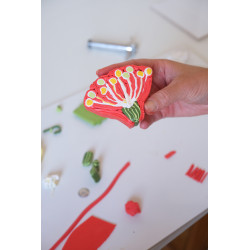 Boucles d'oreilles créoles carrés - 814 - Motif Mimosa