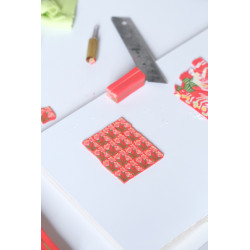 Boucles d'oreilles créoles carrés - 814 - Motif Mimosa